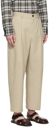 Solid Homme Beige Polyester Trousers