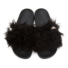 Marni Black Furry Slides