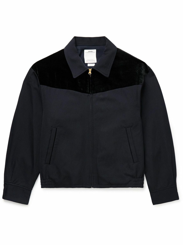 Photo: Visvim - Mayfield Velour-Trimmed Wool and Linen-Blend Bomber Jacket - Blue