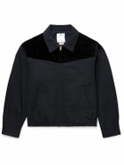Visvim - Mayfield Velour-Trimmed Wool and Linen-Blend Bomber Jacket - Blue
