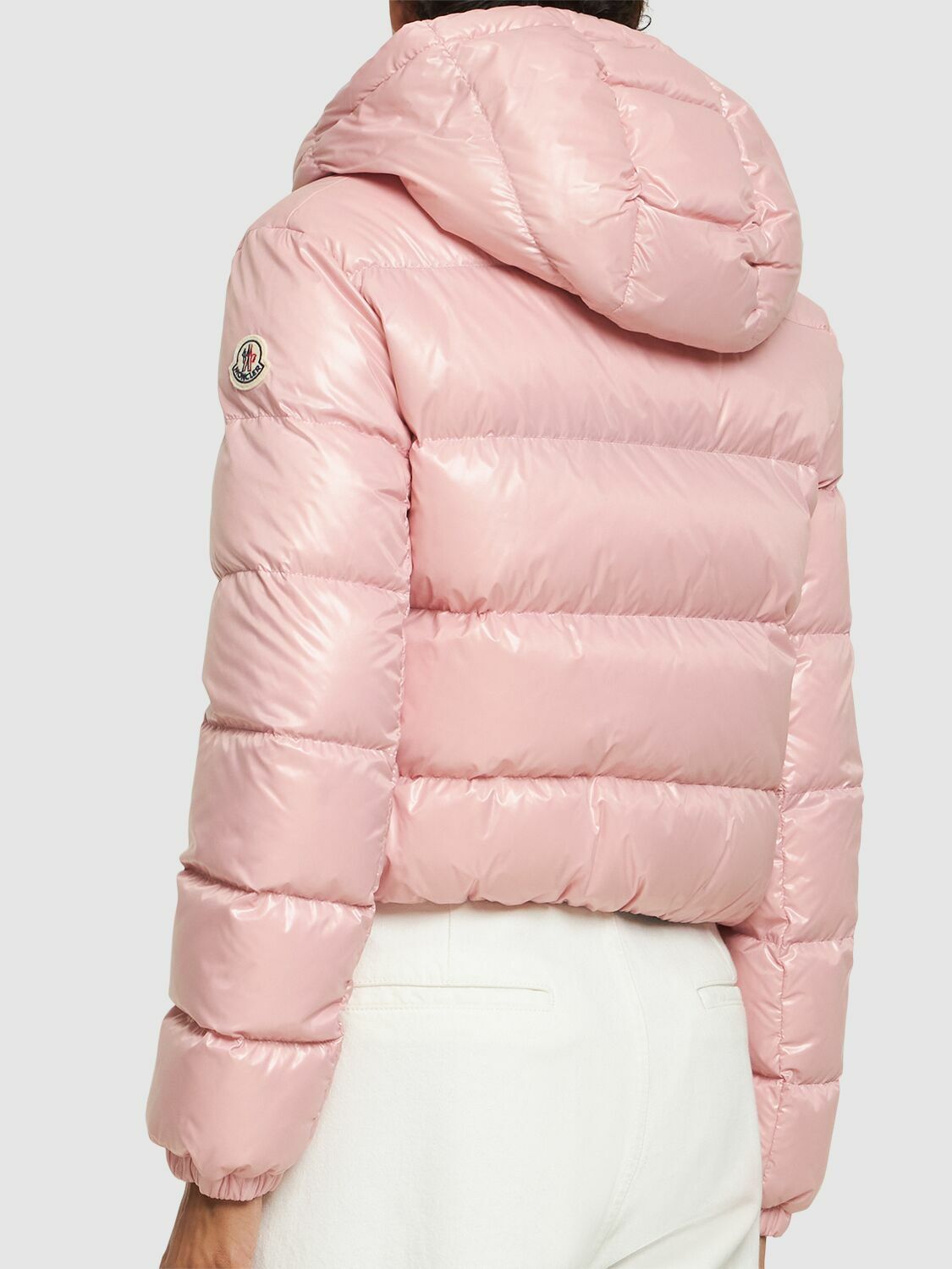 【❣️お値下げ】MONCLERピンクの透けるパーカー・ブルゾン　サイズ「0」 極美品□MONCLER モンクレール 2023年製 ドラゴン ロゴワッペン 裏起毛