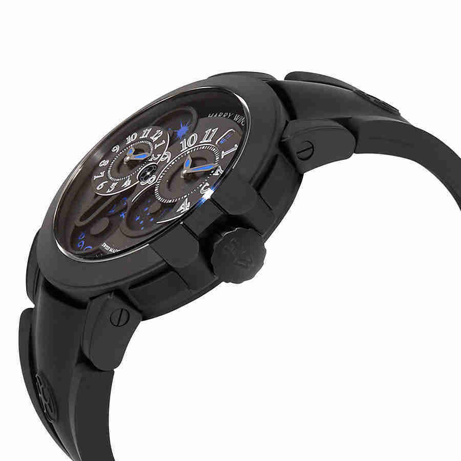 Harry Winston Ocean Dual Time Automatic Black Opalien Dial Mens Watch OCEATZ44ZZ007