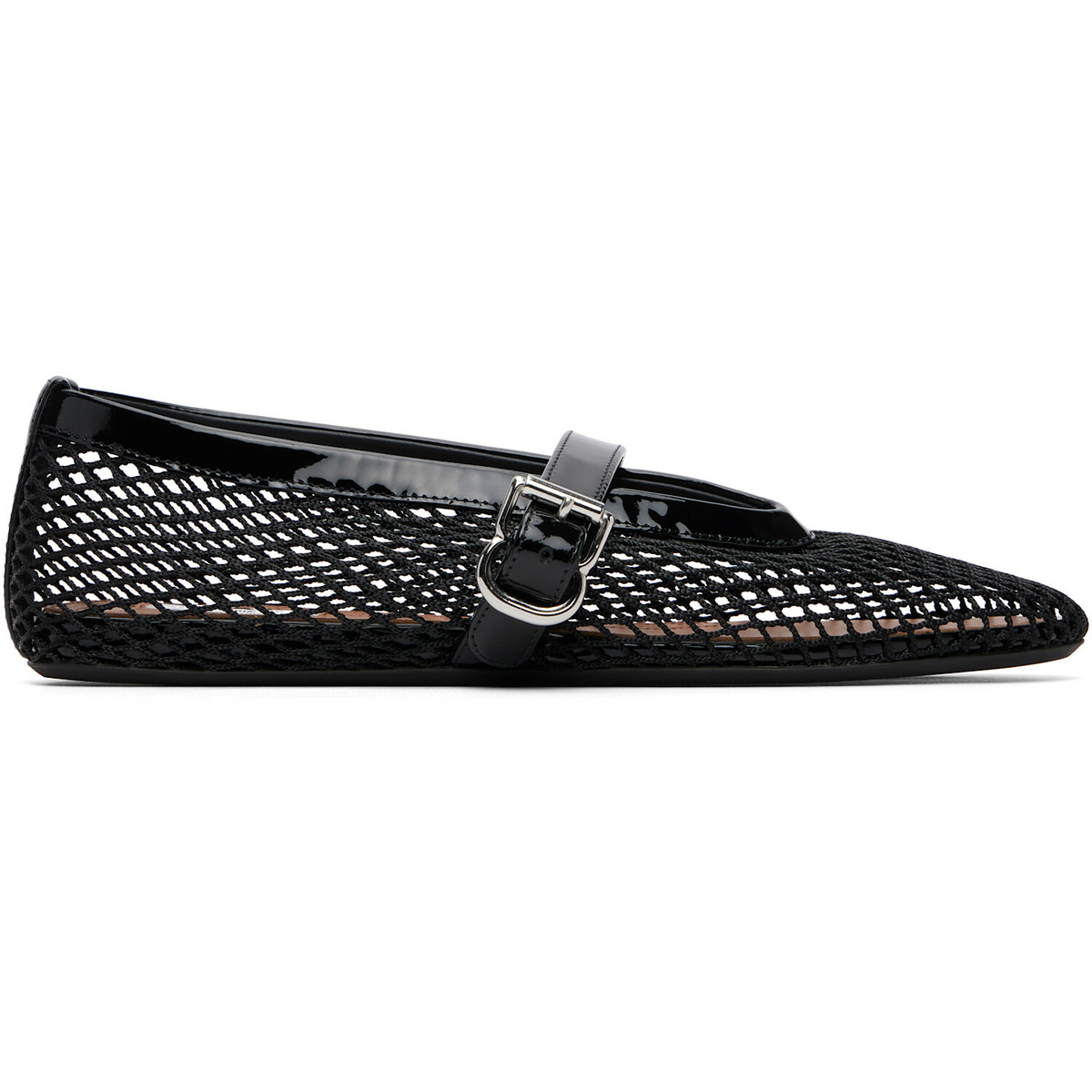 ALAÏA Black Fishnet Ballerina Flats