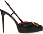 Valentino Garavani Black VLogo Slingback Platform Heels