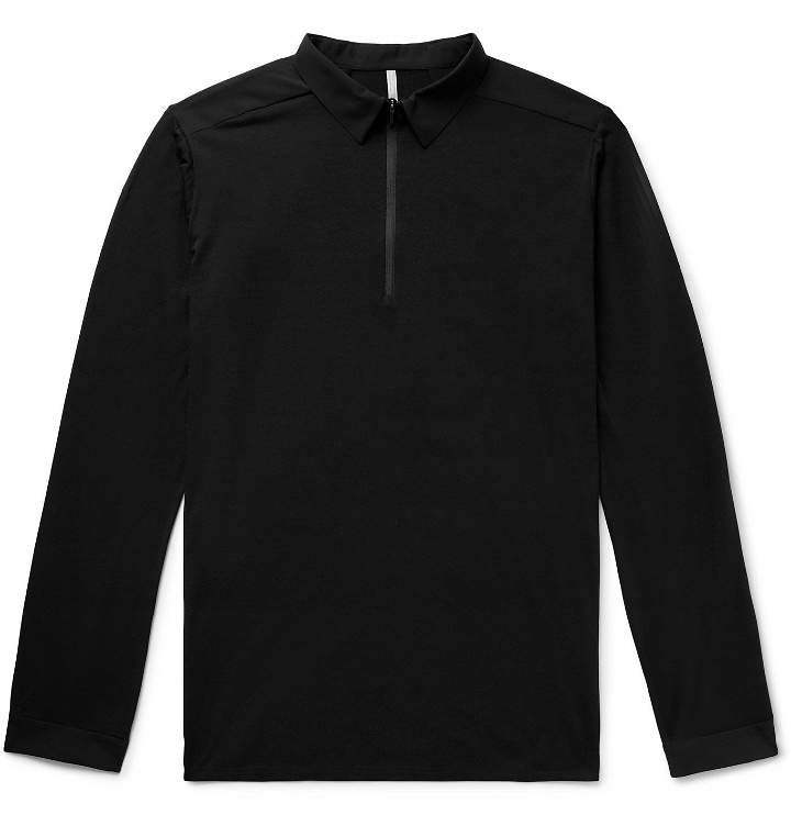 Photo: Veilance - Frame Mélange Wool and Nylon-Blend Jersey Polo Shirt - Black