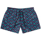 Versace Men's Geometric Print Swim Short in Blue/Purple