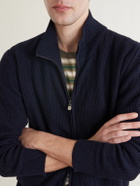 PIACENZA 1733 - Knitted Silk and Linen-Blend Zip-Up Cardigan - Blue