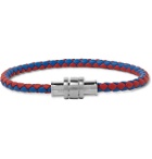 Montblanc - Braided Leather and Stainless Steel Bracelet - Red