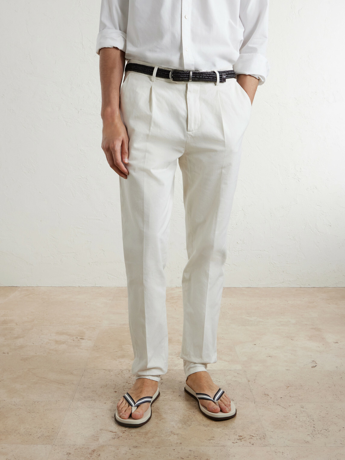 Brunello Cucinelli - Striped Grosgrain Flip Flops - White