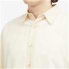 Auralee Men's Finx Stripe Shirt in Light Beige Stripe