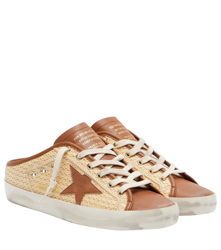 Photo: Golden Goose Super-Star raffia and leather mules