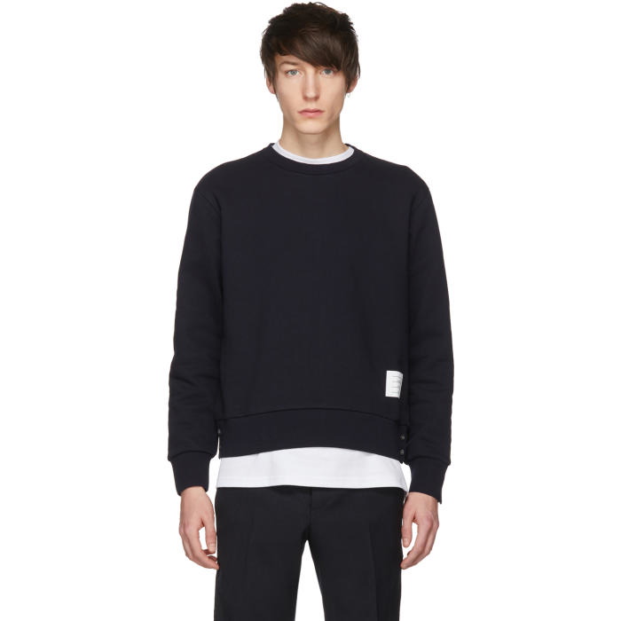 Photo: Thom Browne Navy Stripe Crewneck Sweatshirt