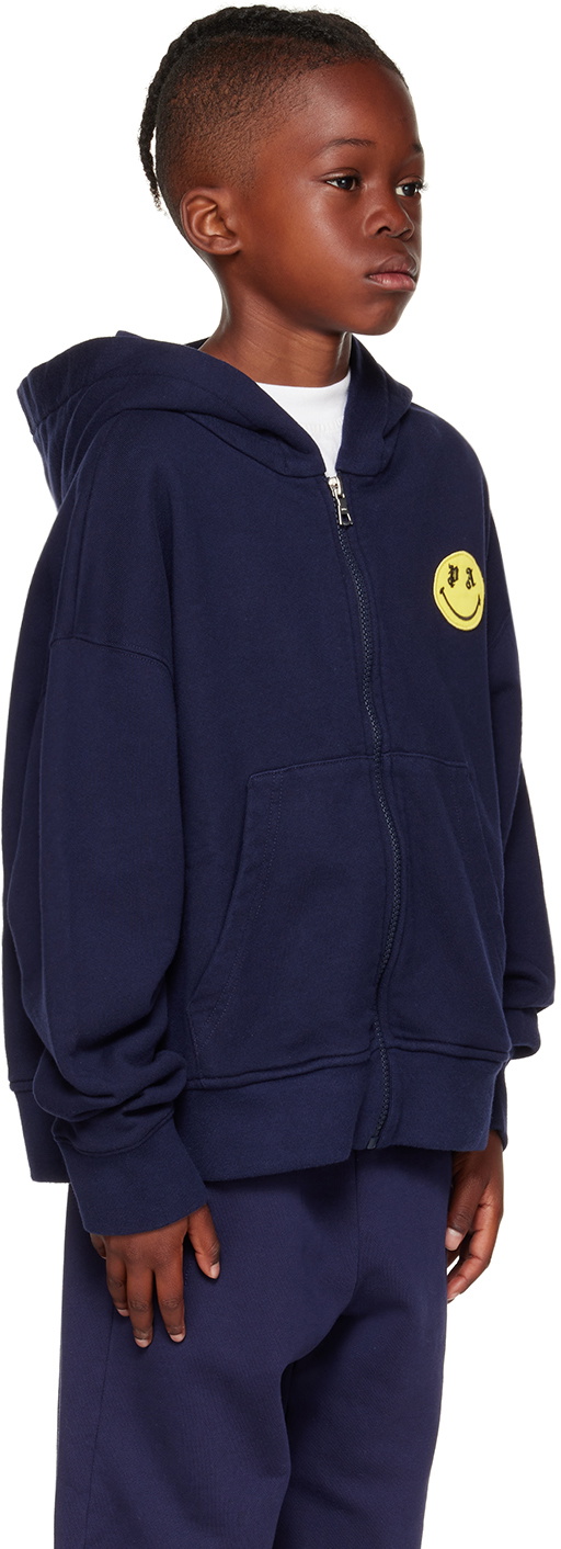 Palm Angels Kids Navy Bear Hoodie Palm Angels