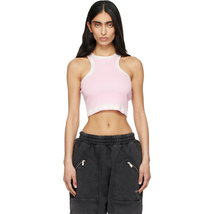 Photo: Off-White Pink Spray Off Stamp Tank Top