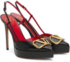 Valentino Garavani Black VLogo Slingback Platform Heels