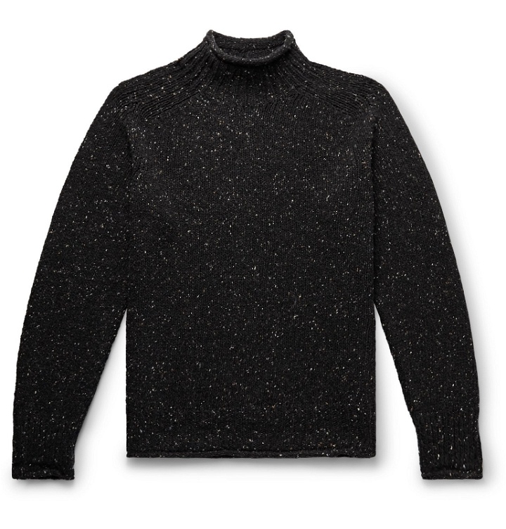 Photo: YMC - Oversized Mélange Merino Wool Rollneck Sweater - Black