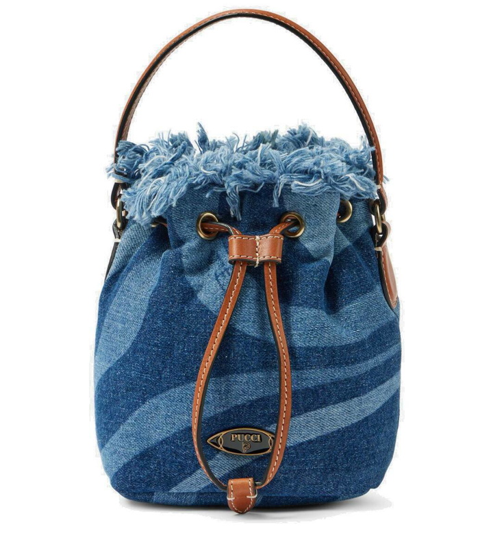 Photo: Pucci Small leather-trimmed denim bucket bag