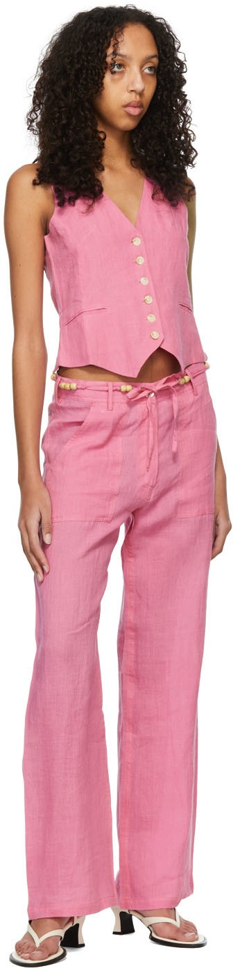 Womens Pink Linen Trousers  NAKD