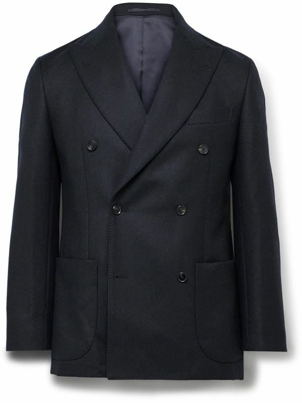 Photo: Kaptain Sunshine - Double-Breasted Wool-Twill Suit Jacket - Blue