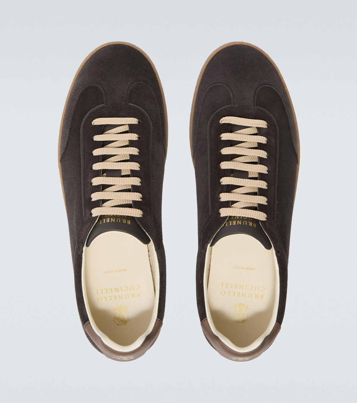 Brunello Cucinelli Leather-trimmed suede sneakers