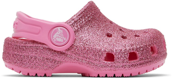 Photo: Crocs Baby Pink Classic Glitter Clogs