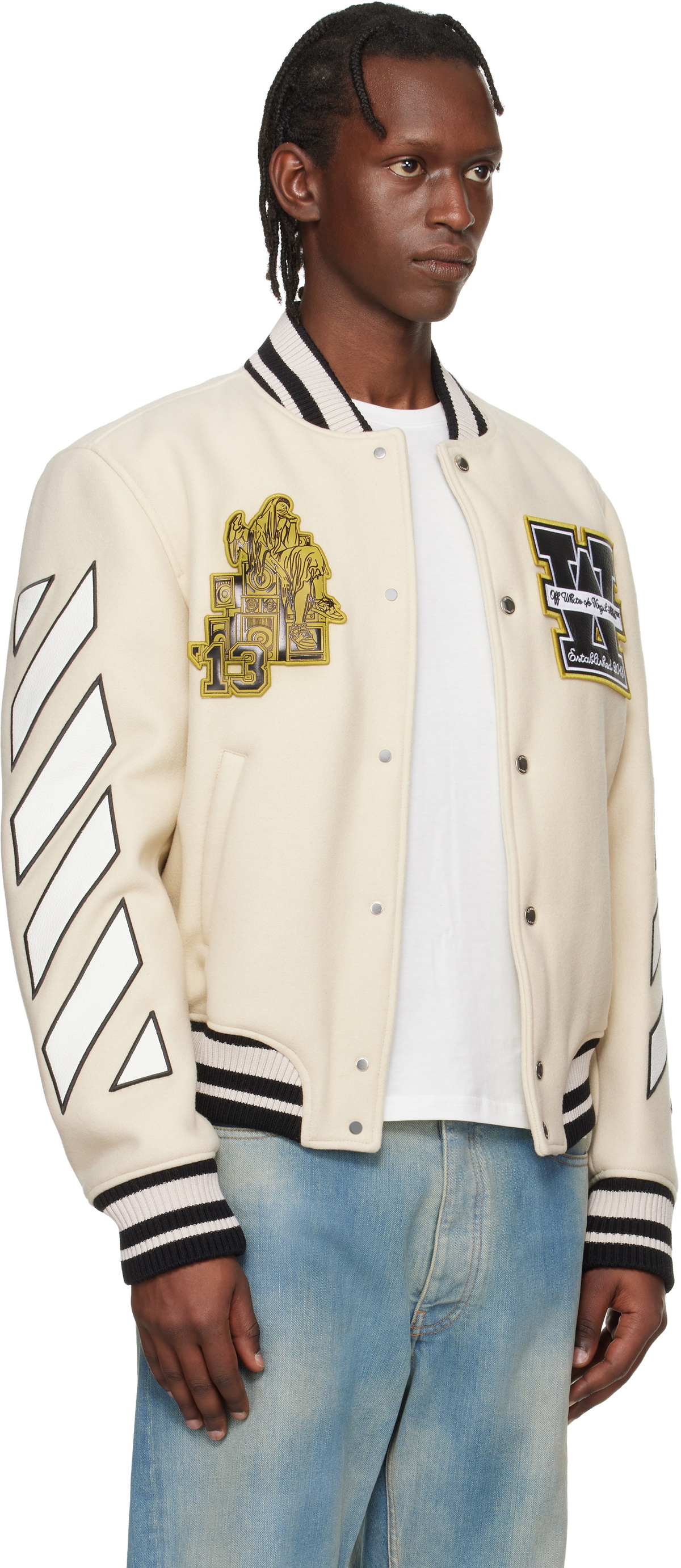 Off-White Off-White Lion Wool Varsity Bomber Jacket