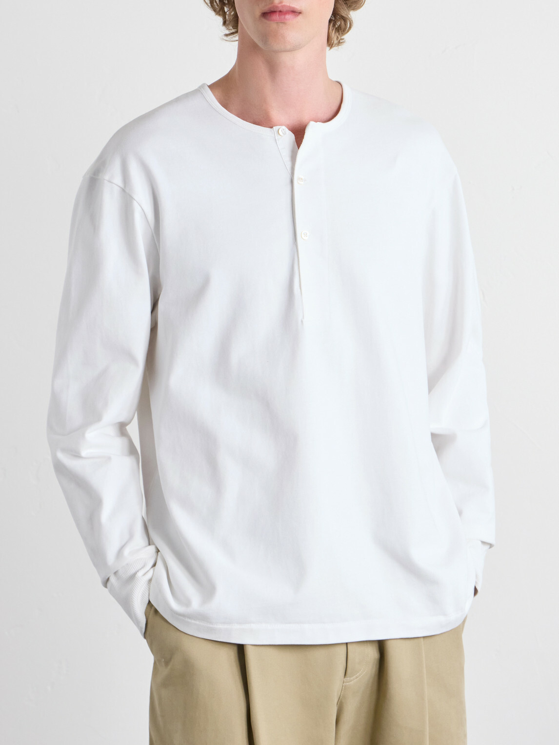 Studio Nicholson - Cotton-Jersey Henley T-Shirt - White