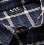 A.P.C. - Felix Checked Cotton and Linen-Blend Shirt - Men - Navy