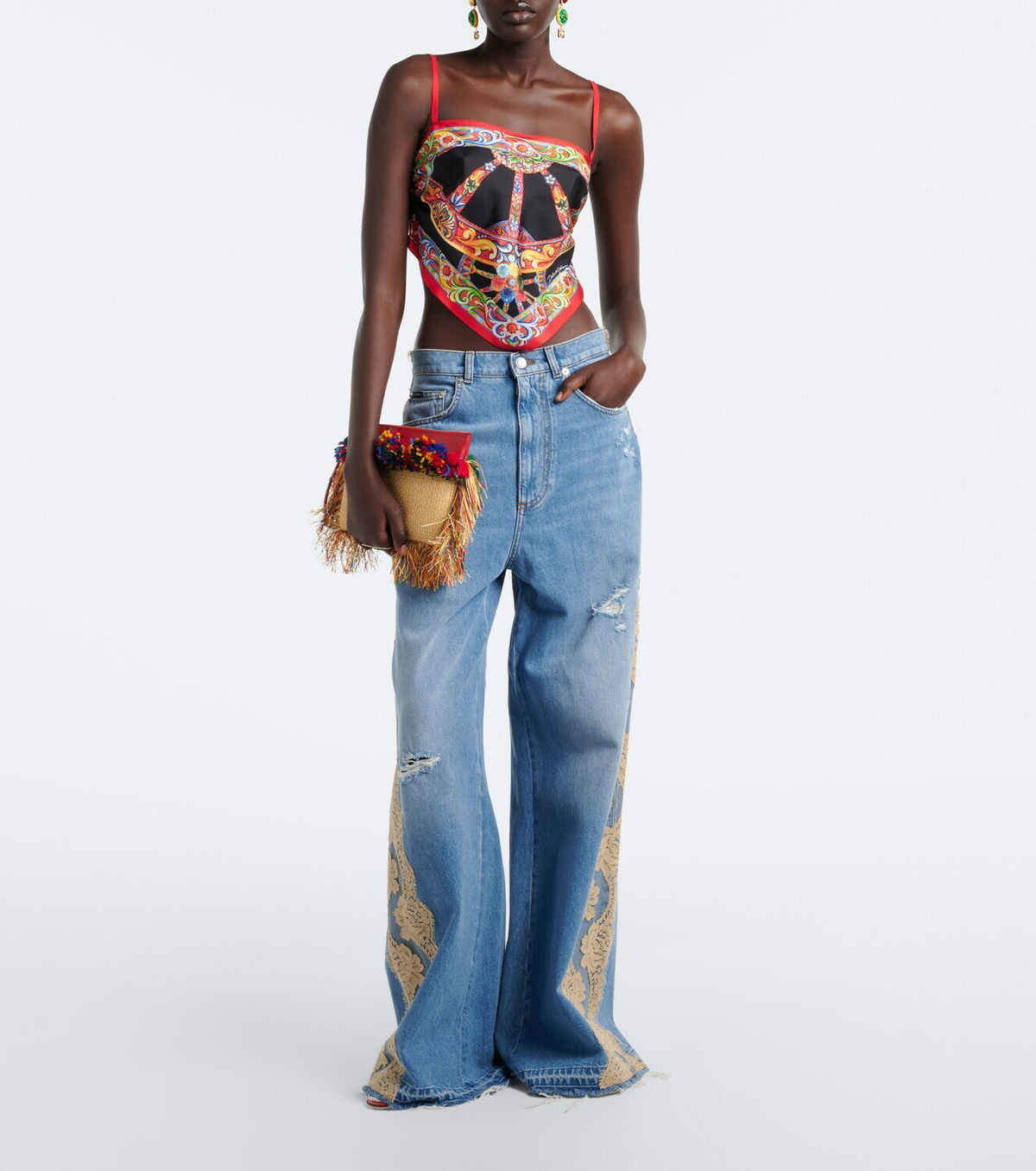 Dolce&Gabbana Carretto silk twill cropped top
