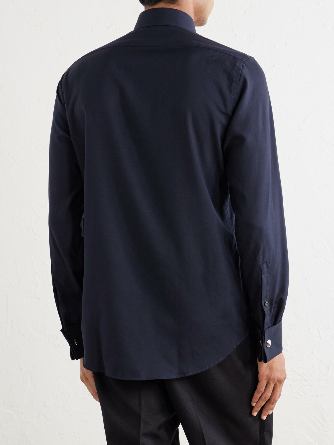 Thom Sweeney - Fly Classic-Collar Wool and Silk-Blend Shirt - Blue