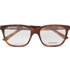 Balenciaga - Square-Frame Logo-Print Tortoiseshell Acetate Optical Glasses - Brown
