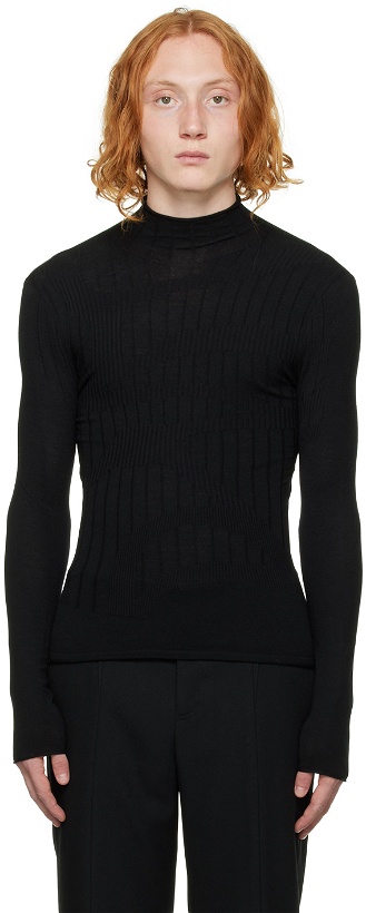 Photo: Dion Lee Black Rolled Long Sleeve Sweater