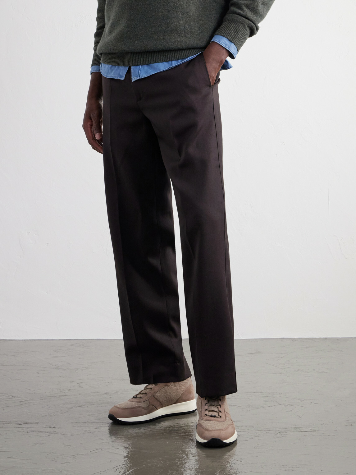 Tod's - Suede-Trimmed Wool-Knit Sneakers - Neutrals