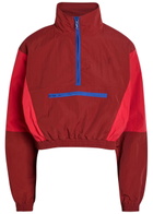 Saint Laurent Colour-blocked Shell Cropped Jacket Dark Red