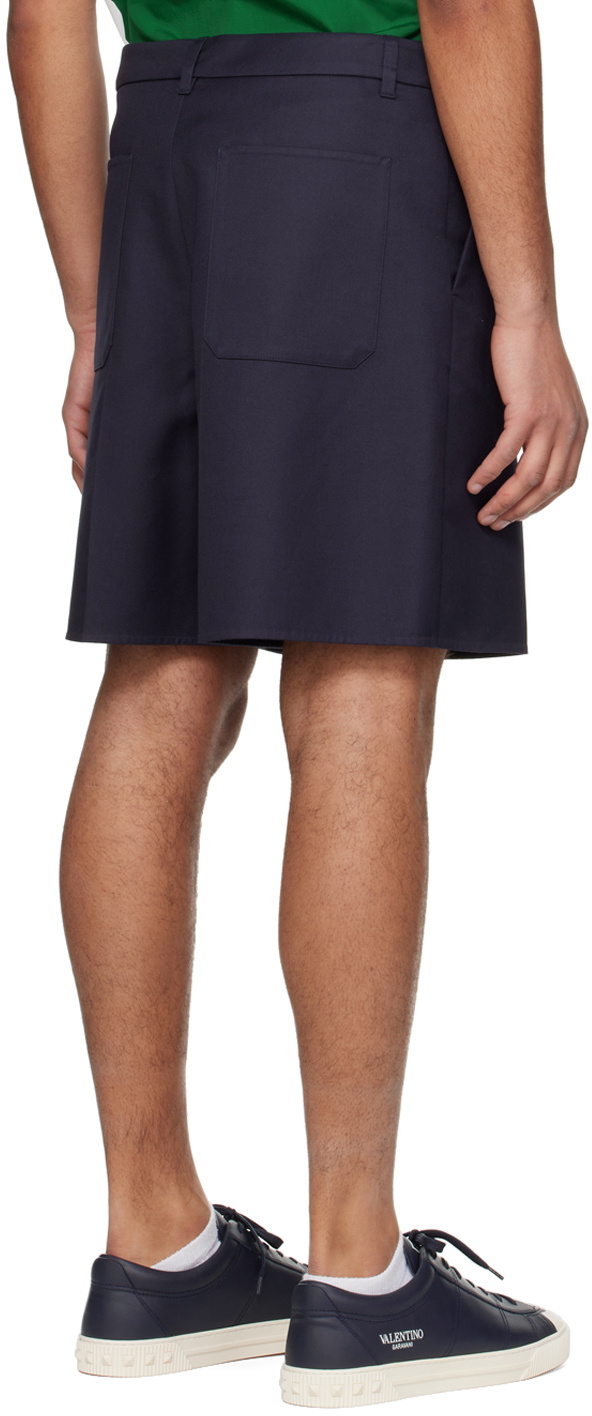 Valentino Navy Pleated Shorts