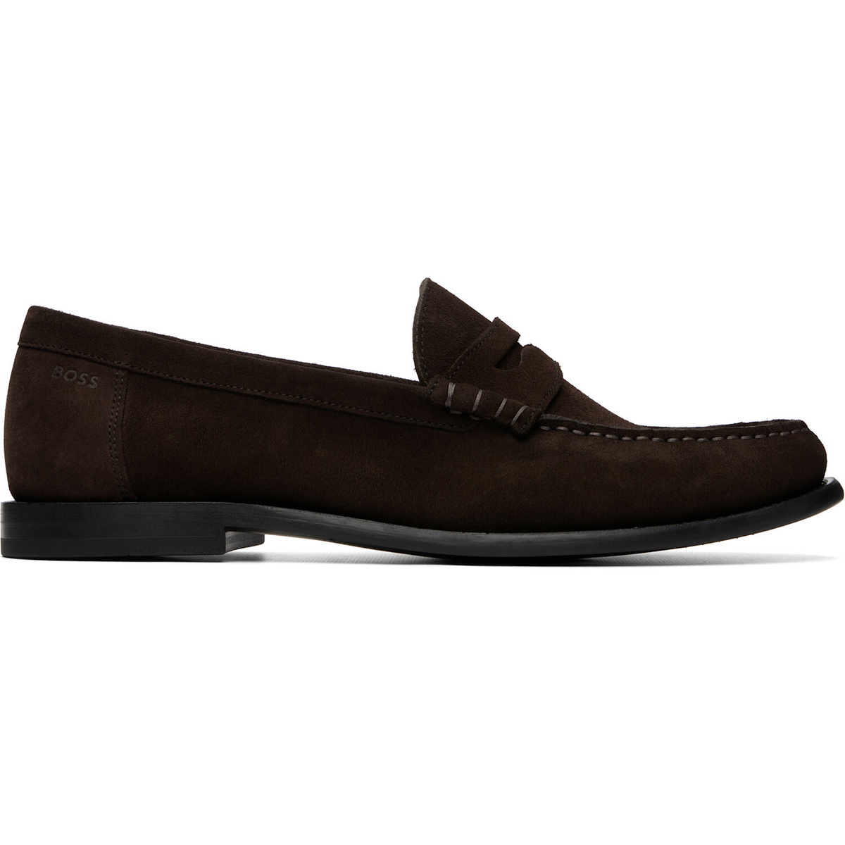 BOSS Brown Penny-Trim Suede Loaferts