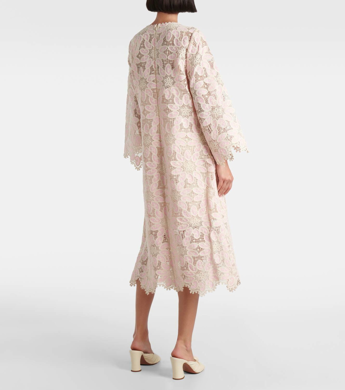 【Zimmermann】Lace midi dress Lace Midi Dress Ivory Online | Zimmermann