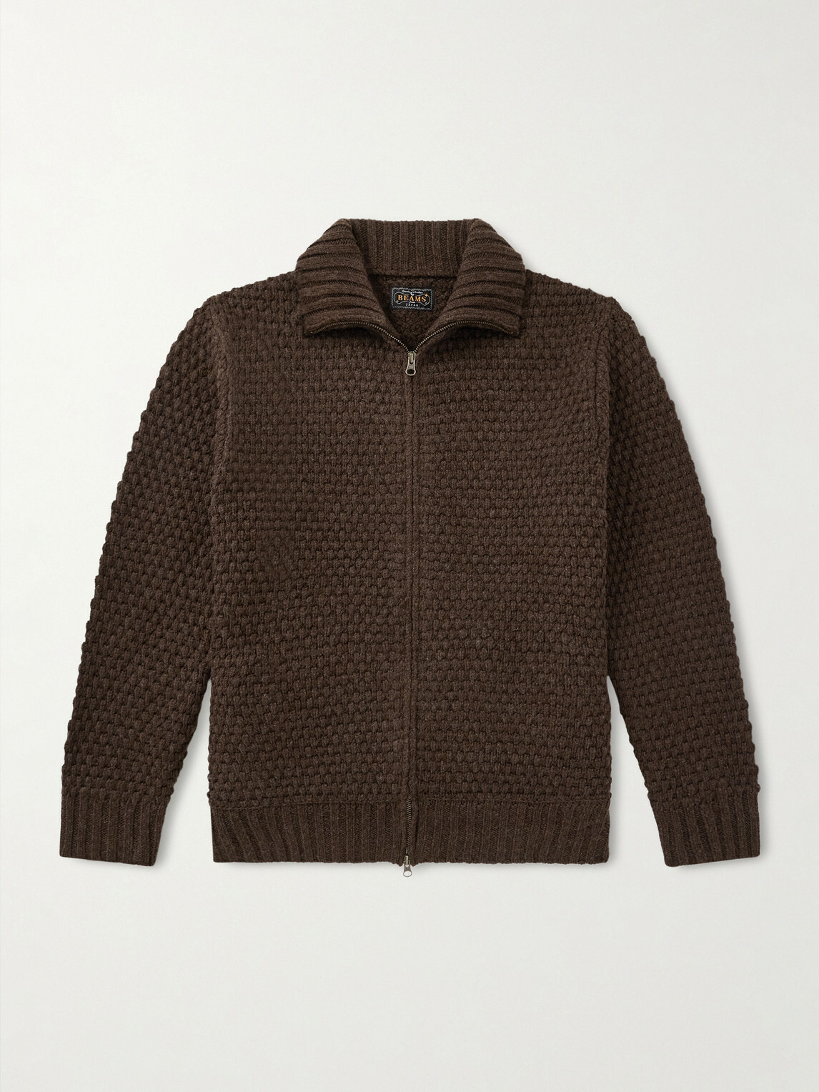 Beams Plus - Zip-Up Wool Sweater - Brown