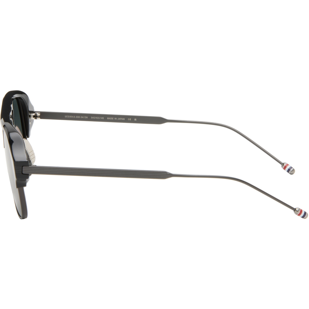 Thom Browne Black Acetate & Titanium Aviator Pilot Sunglasses