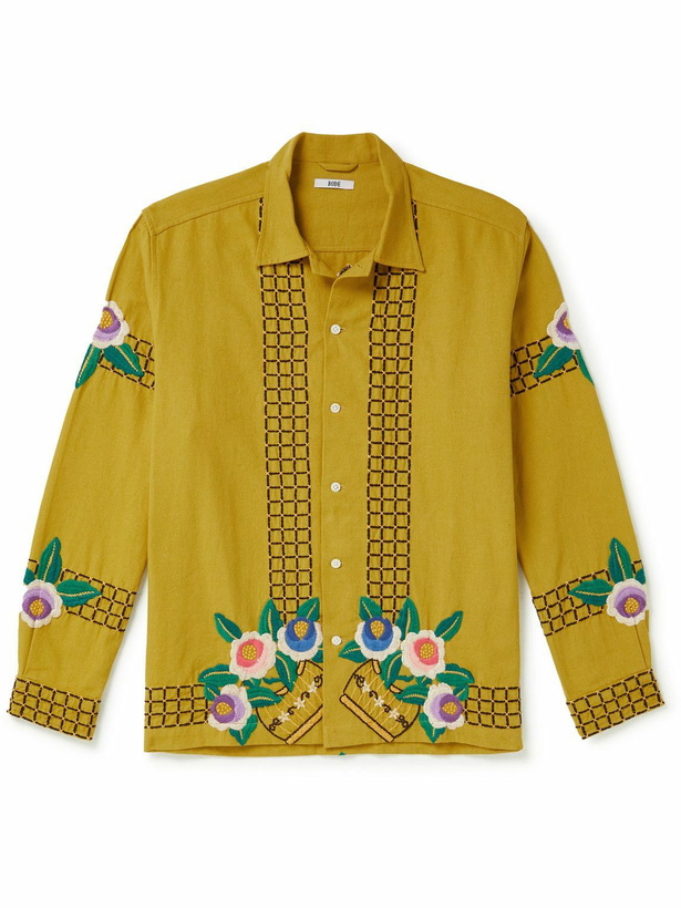 Photo: BODE - Garden Bed Embroidered Cotton Shirt - Yellow