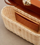 Aquazzura Belgravia leather-trimmed wicker vanity bag