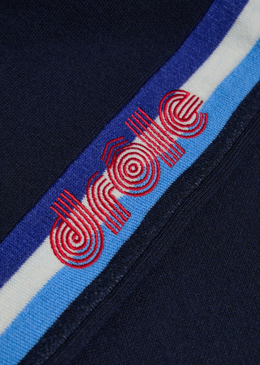 DRÔLE DE Monsieur Le Pantalon Maille Striped Merino Wool Track Pants Navy