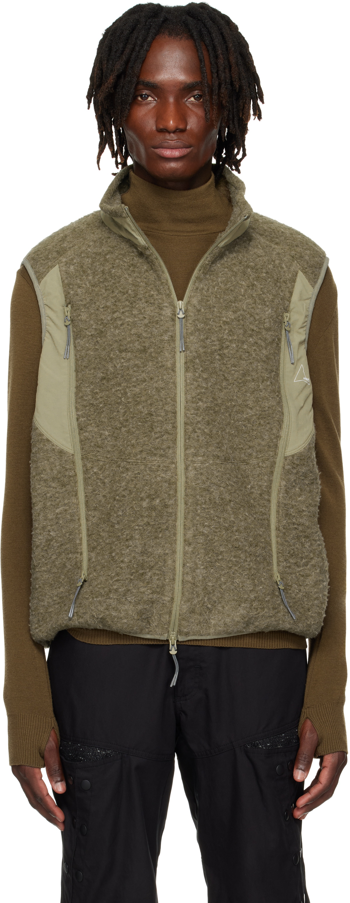 トップス ROA POLAR FLEECE VEST ROA Khaki Polar Fleece Vest ROA