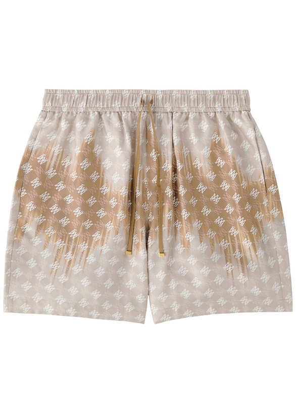 Photo: Amiri Ma Quad Logo-monogrammed Silk Shorts Camel