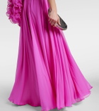 Costarellos One-shoulder ruffled silk gown