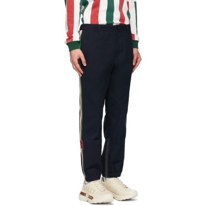 Gucci Stripedside wool and silkblend trousers 13745 CNY  liked on  Polyvore featuring pants  Striped wide leg pants Elastic waistband pants  Single clothing