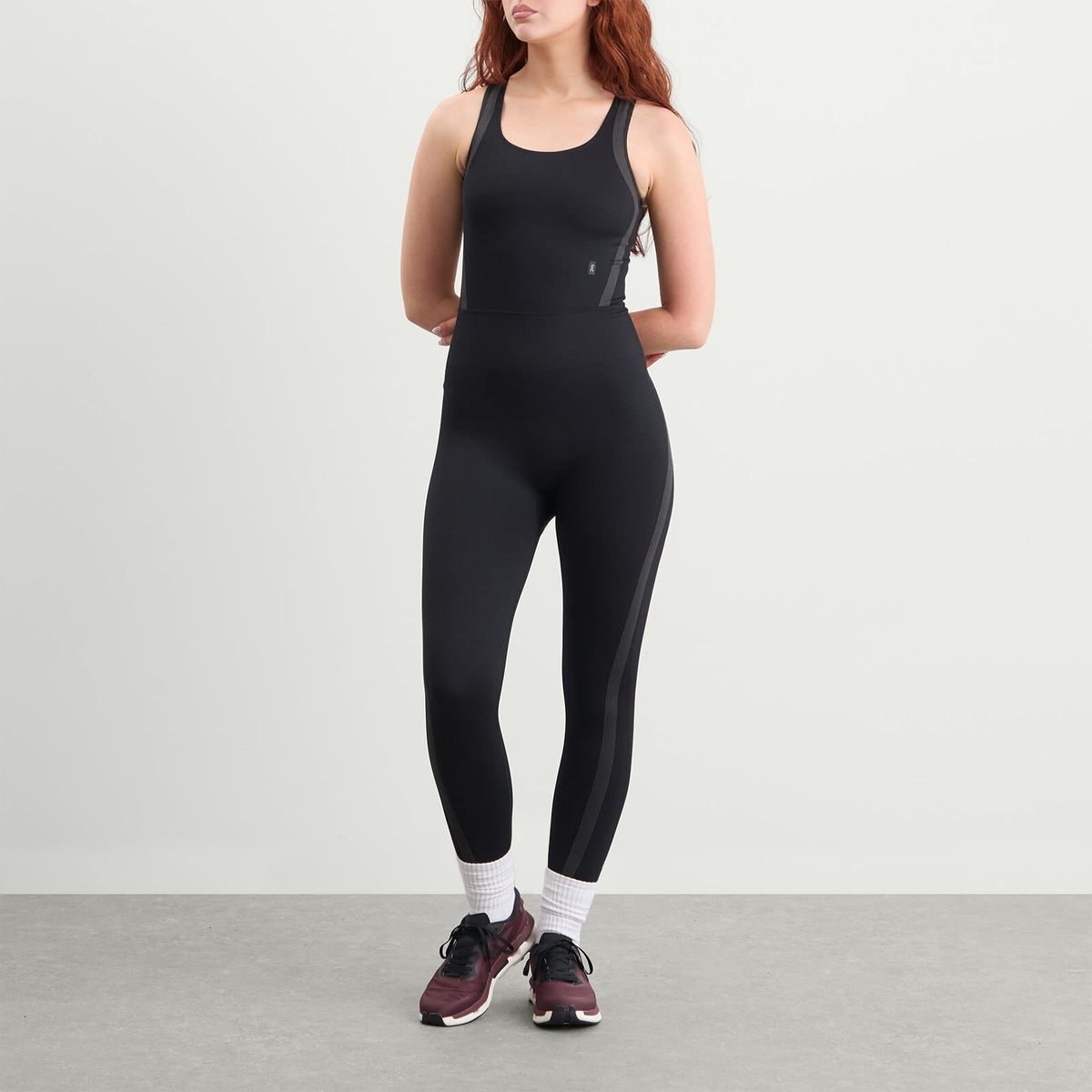 ON Women's Studio Knit Bodysuit 7/8 in Black/Eclipse