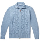 Inis Meáin - Cable-Knit Merino Wool Zip-Up Cardigan - Blue