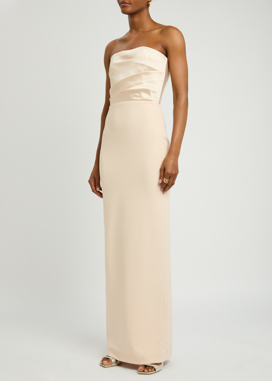 Solace London Afra Strapless Stretch-crepe Gown Cream