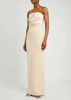 Solace London Afra Strapless Stretch-crepe Gown Cream